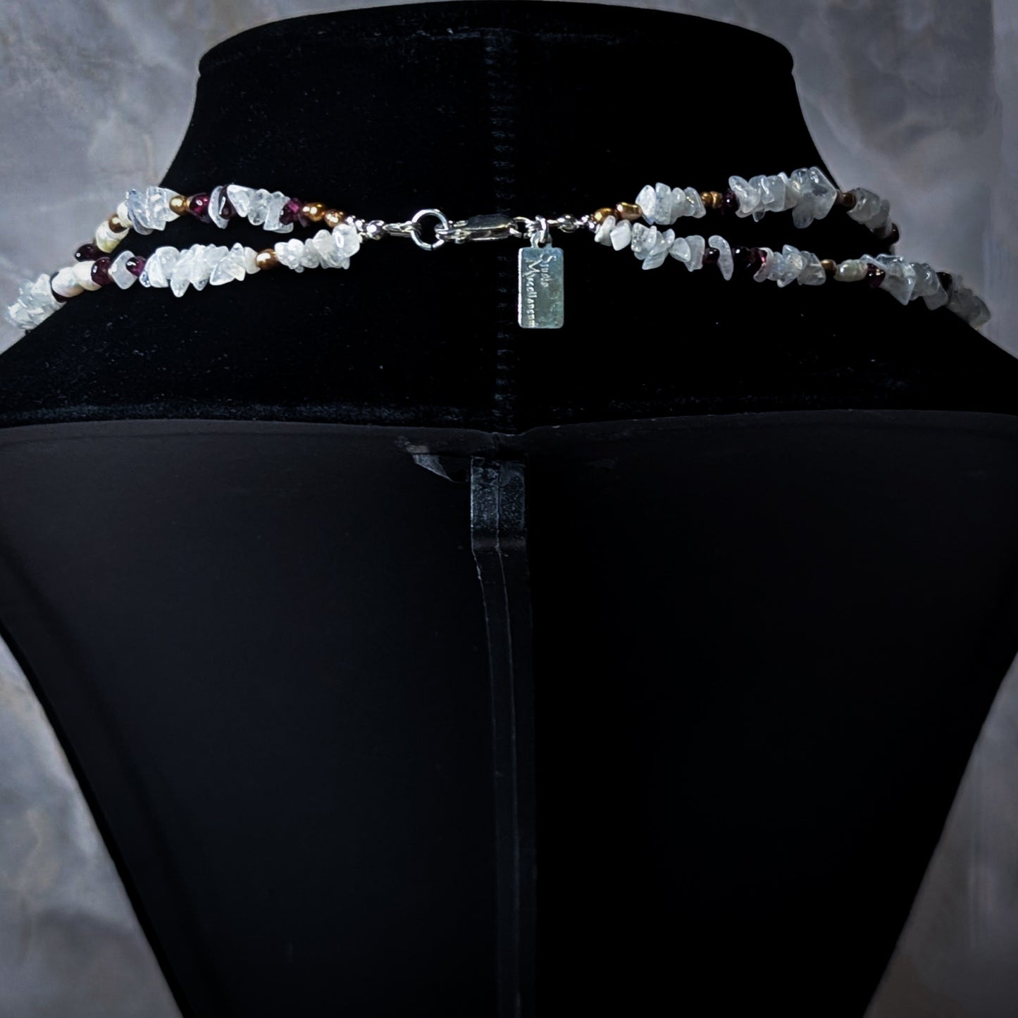 Rainbow Moonstone & Garnet Double Strand Necklace