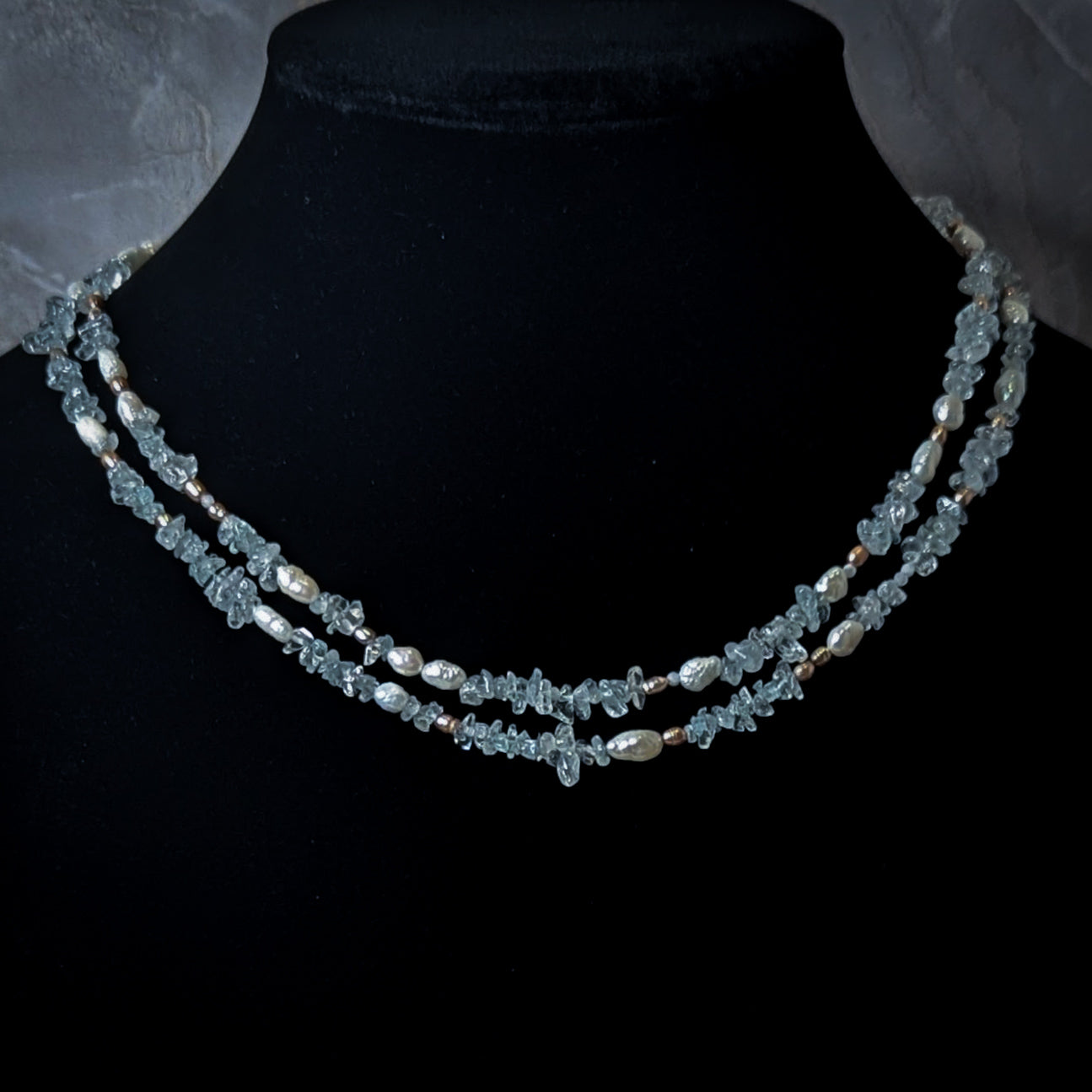 Aquamarine Double Strand Necklace