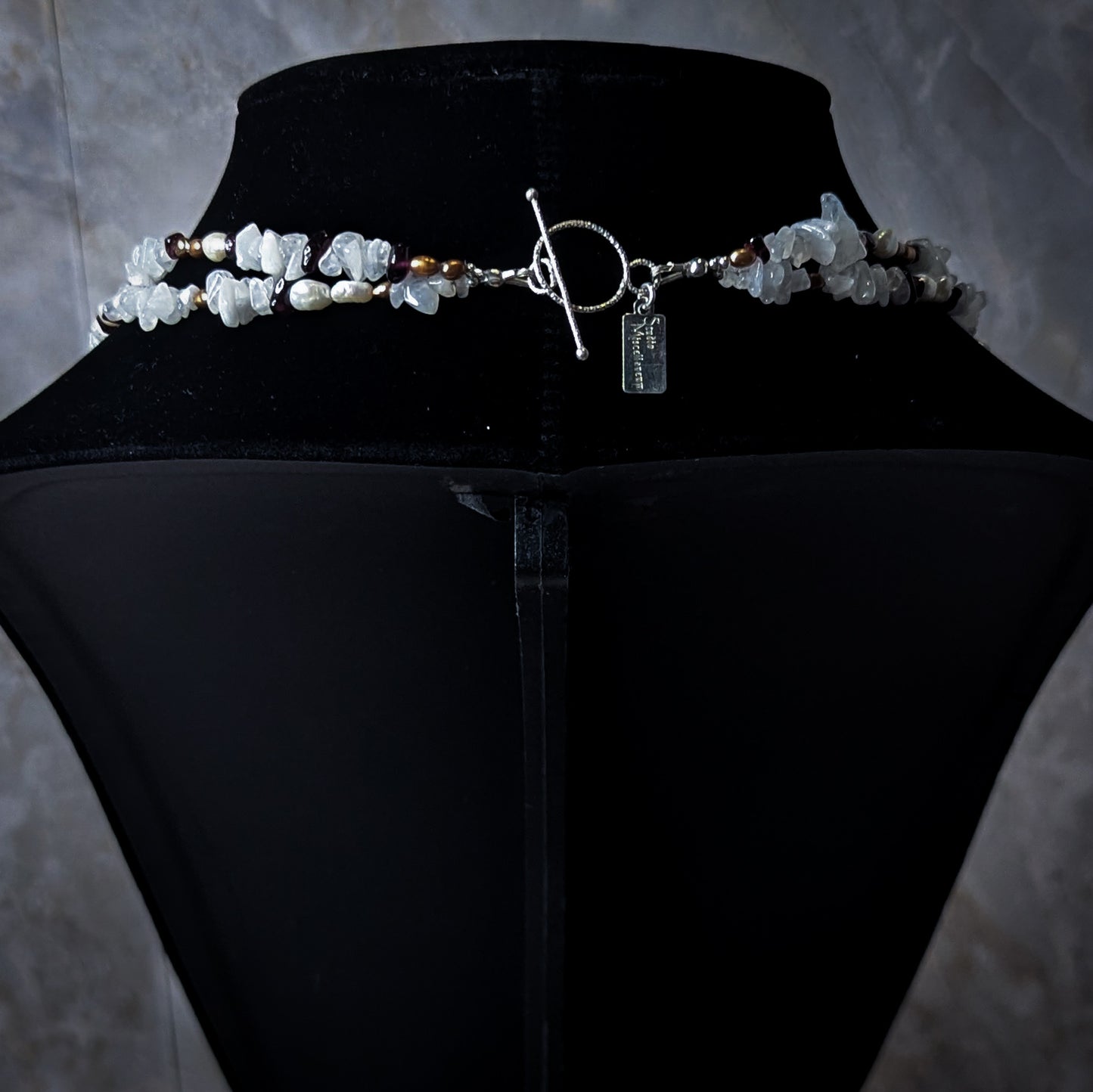 Rainbow Moonstone & Garnet Double Strand Necklace