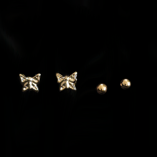 Butterfly & Ball Stud Set - Gold-Filled