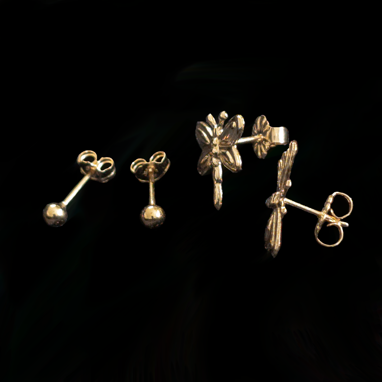 Dragonfly & Ball Stud Set - Gold-Filled